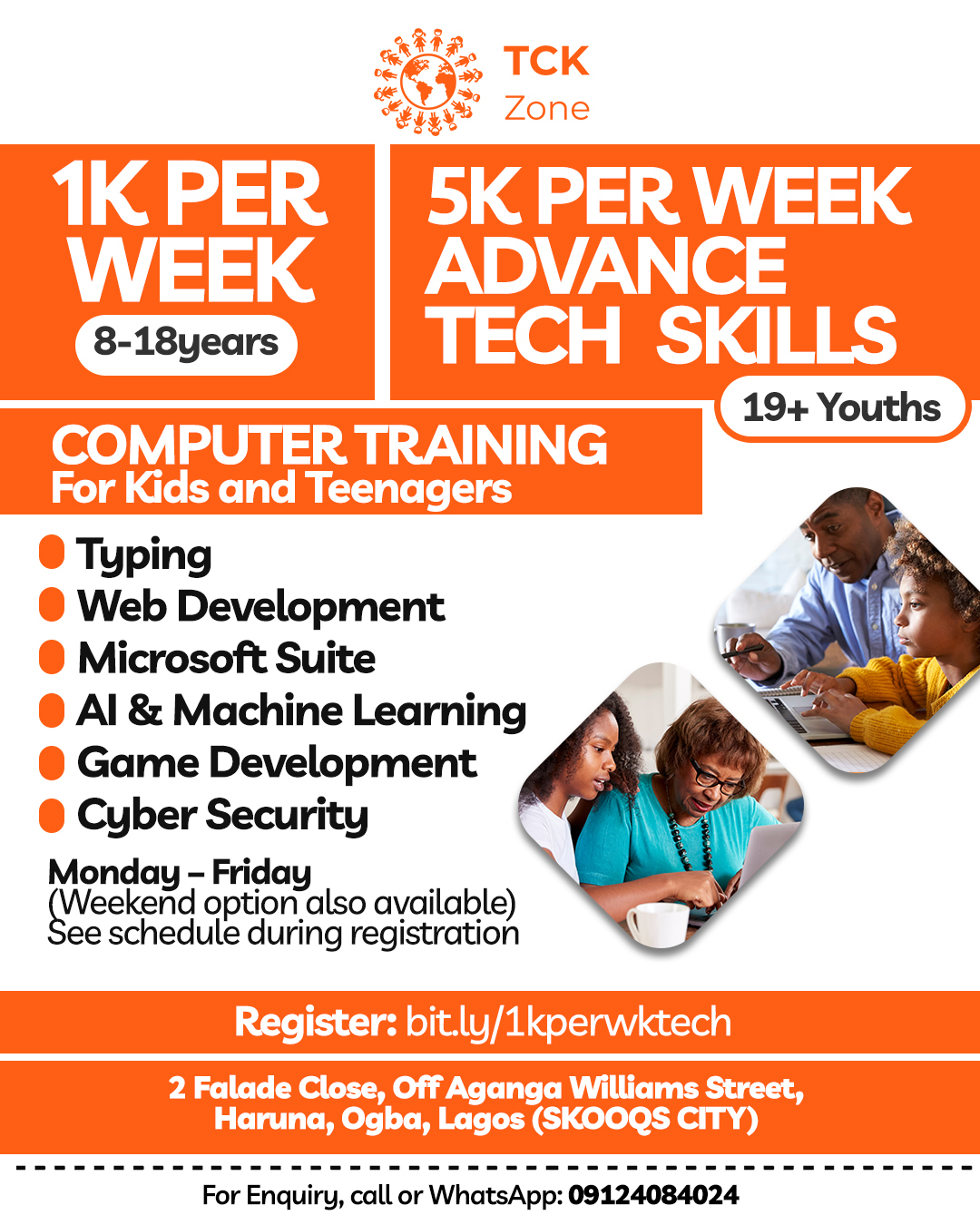 1k per week tech classes